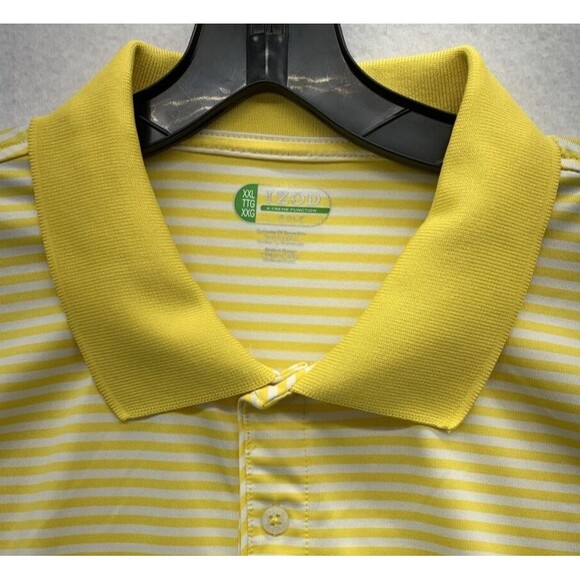 IZOD Golf  1/4 Button Pullover Shirt Men's Size XXL Yellow Short Sleeve Summer - Picture 8 of 12